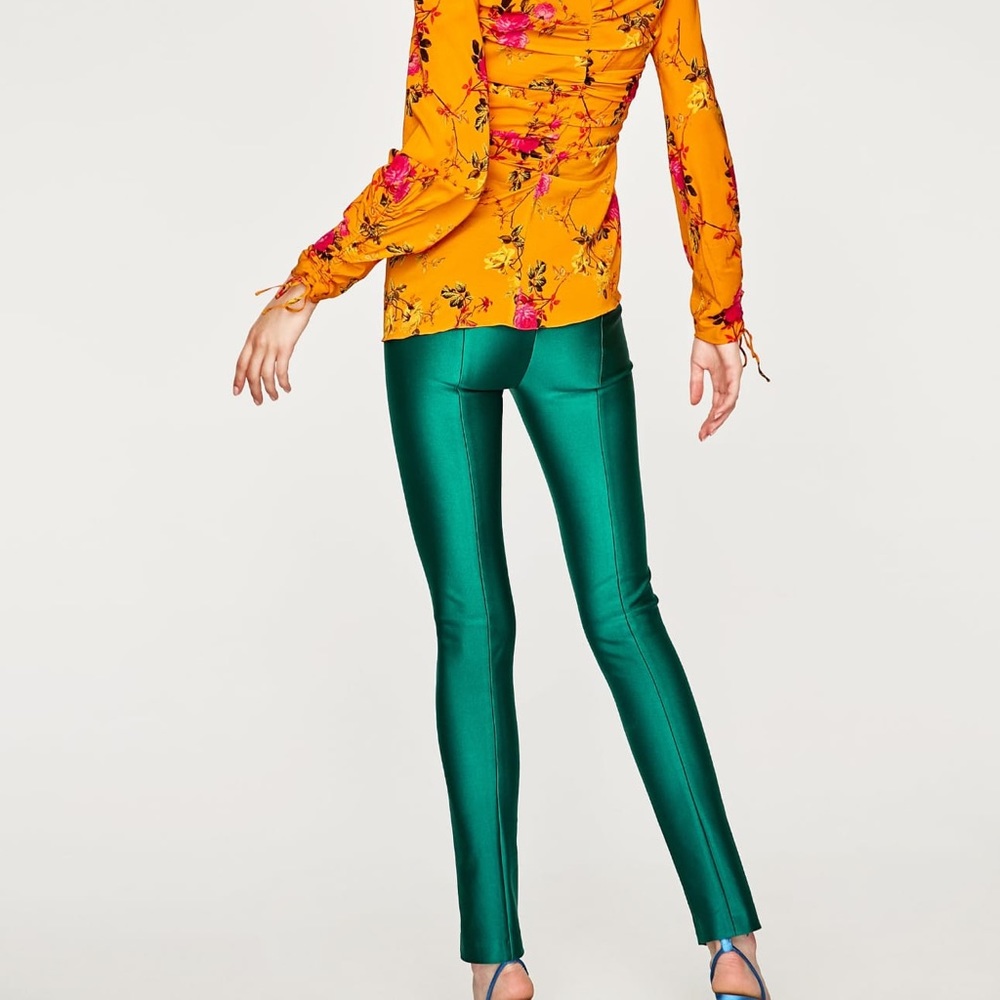 NWT Zara STUDIO Emerald Green Leggings Ponte Pant - Picture 4 of 8